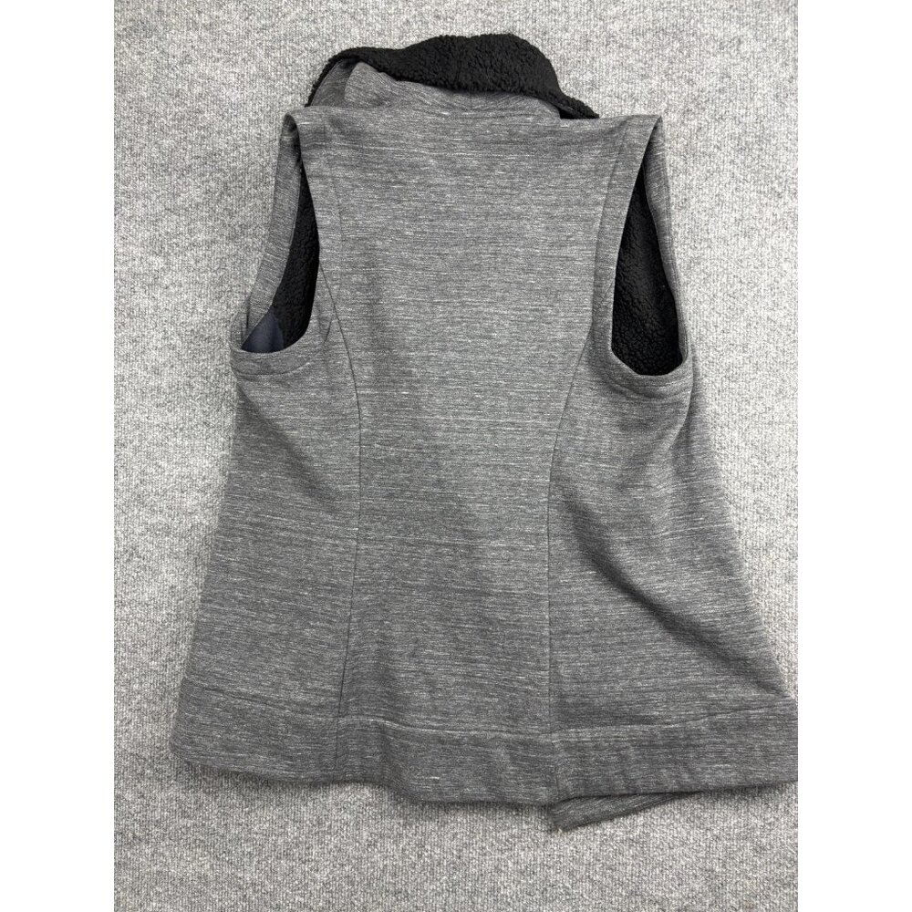 Athleta Vest Womens‎ Medium Heather Gray Sherpa Collar Fleece Lined Open Front - Picture 7 of 7